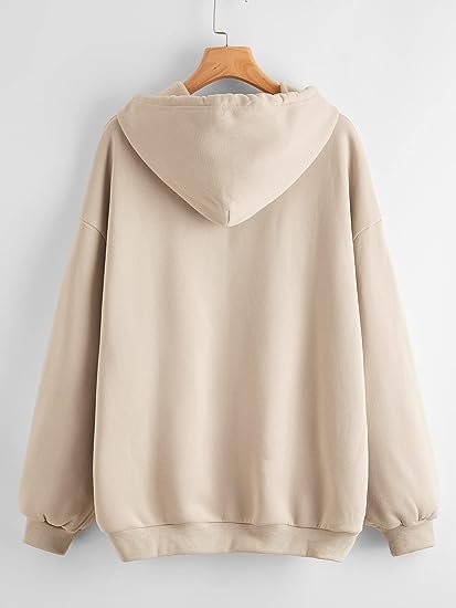 Women's Oversized Long Sleeve Drawstring Drop Shoulder Zip Up Hoodie Sweatshirt