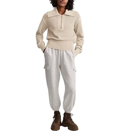 Women's Half Zip Pullover Sweaters Lapel Collar Long Sleeve Knit Solid Color Jumper