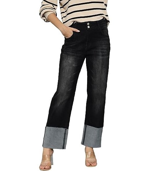 Womens High Waisted Straight Jeans Stretchy Denim Jeans